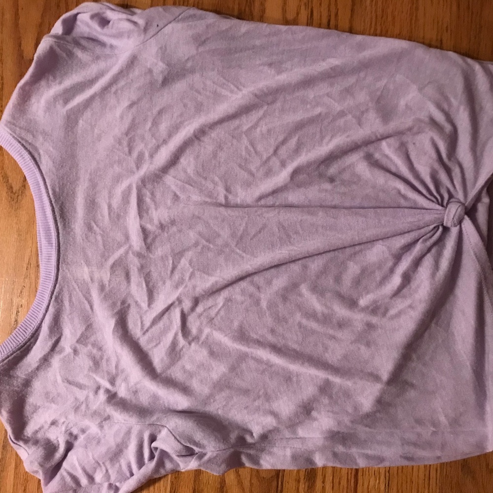 purple/lavender shirt with knot